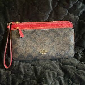 Coach double zip wallet